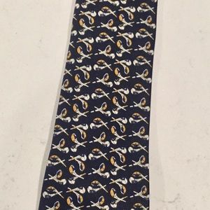 City One Golf Tie  Navy blue, white & gold 100% Polyester.Great Fathers Day gift